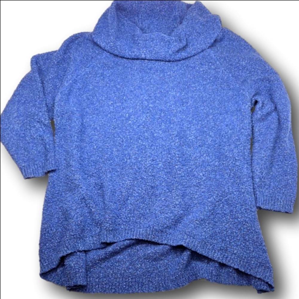 Women's Denim & Co. Blue Boucle Cowl Neck Sweater 2X